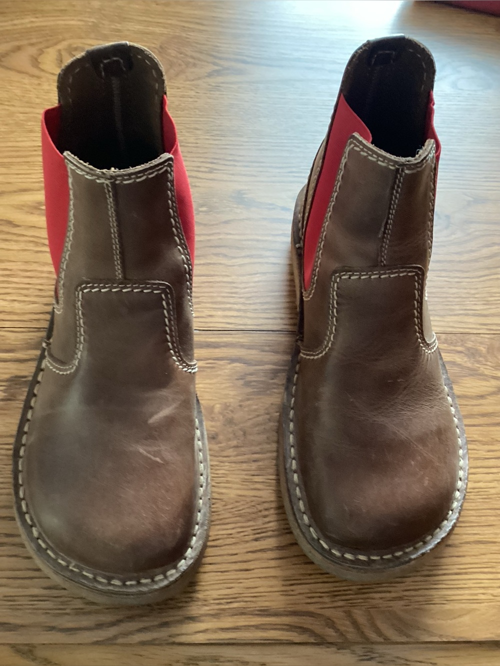 Duckfeet Roskilde Brown leather Boots with Red Elastic Panels EU40